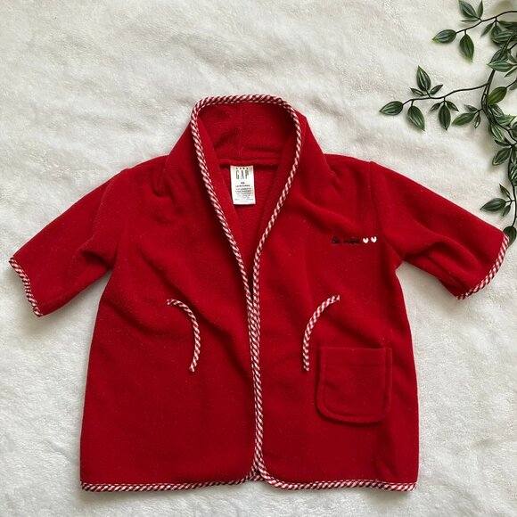 Baby GAP Housecoat Size 0-3M | Red Fleece Cozy VGUC - Picture 1 of 16